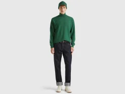 Marl green turtleneck in pure Merino wool