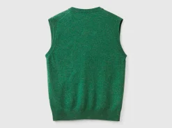 Marl green vest in pure Merino wool