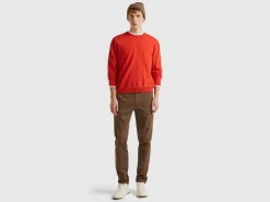 Marl orange crew neck sweater in pure Merino wool