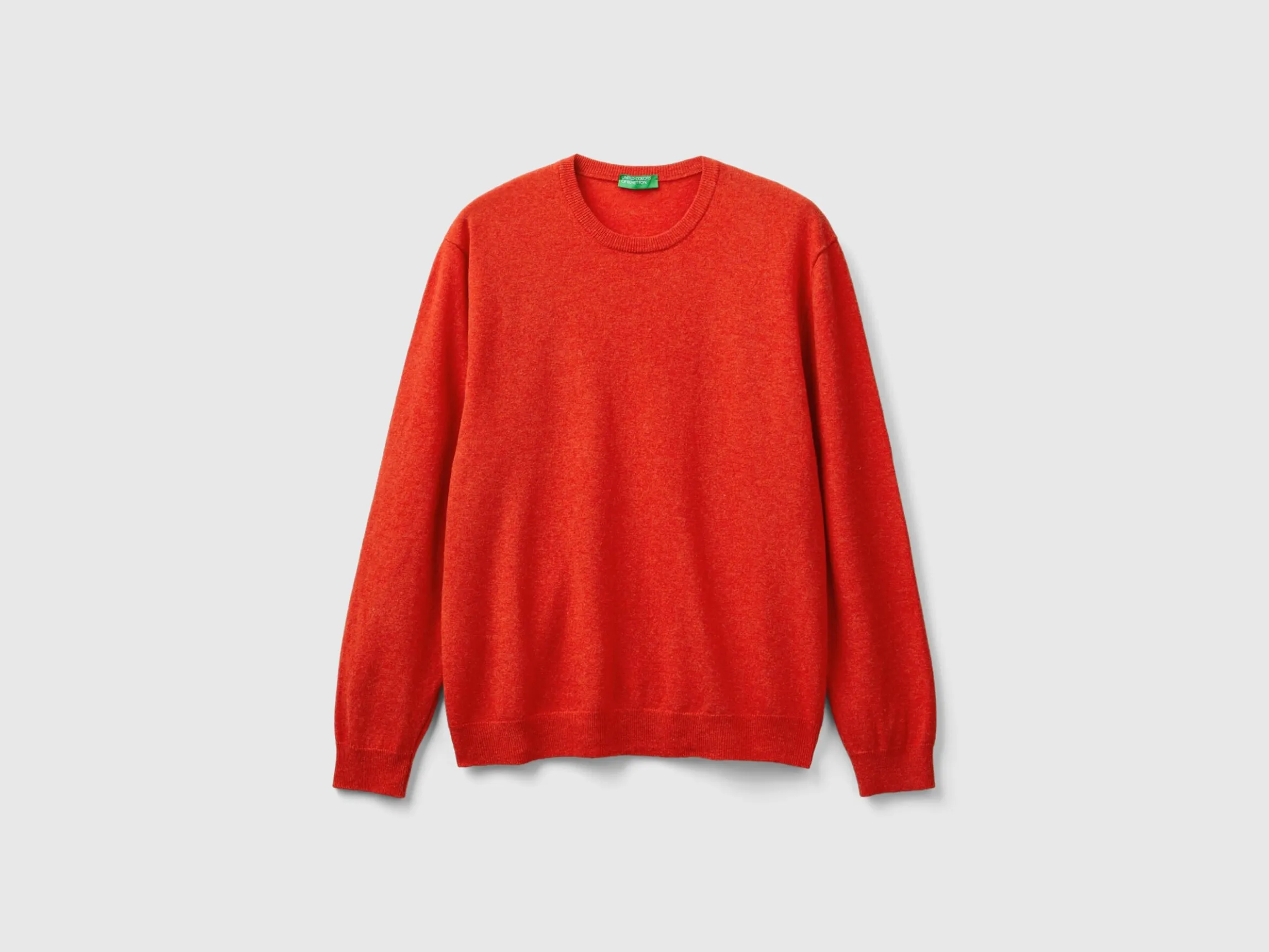 Marl orange crew neck sweater in pure Merino wool