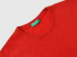 Marl orange crew neck sweater in pure Merino wool