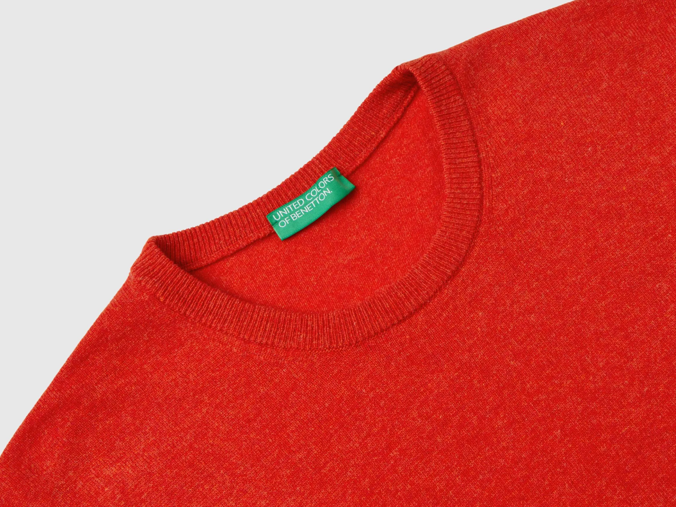 Marl orange crew neck sweater in pure Merino wool