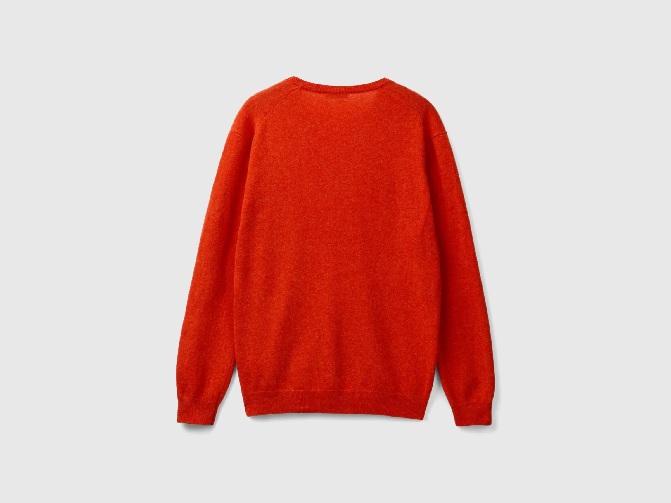 Marl orange V-neck sweater in pure Merino wool