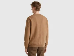 Marl pink crew neck sweater in pure Merino wool