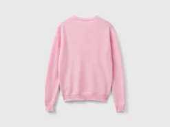Marl pink crew neck sweater in pure Merino wool