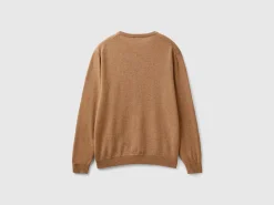 Marl pink crew neck sweater in pure Merino wool
