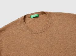 Marl pink crew neck sweater in pure Merino wool