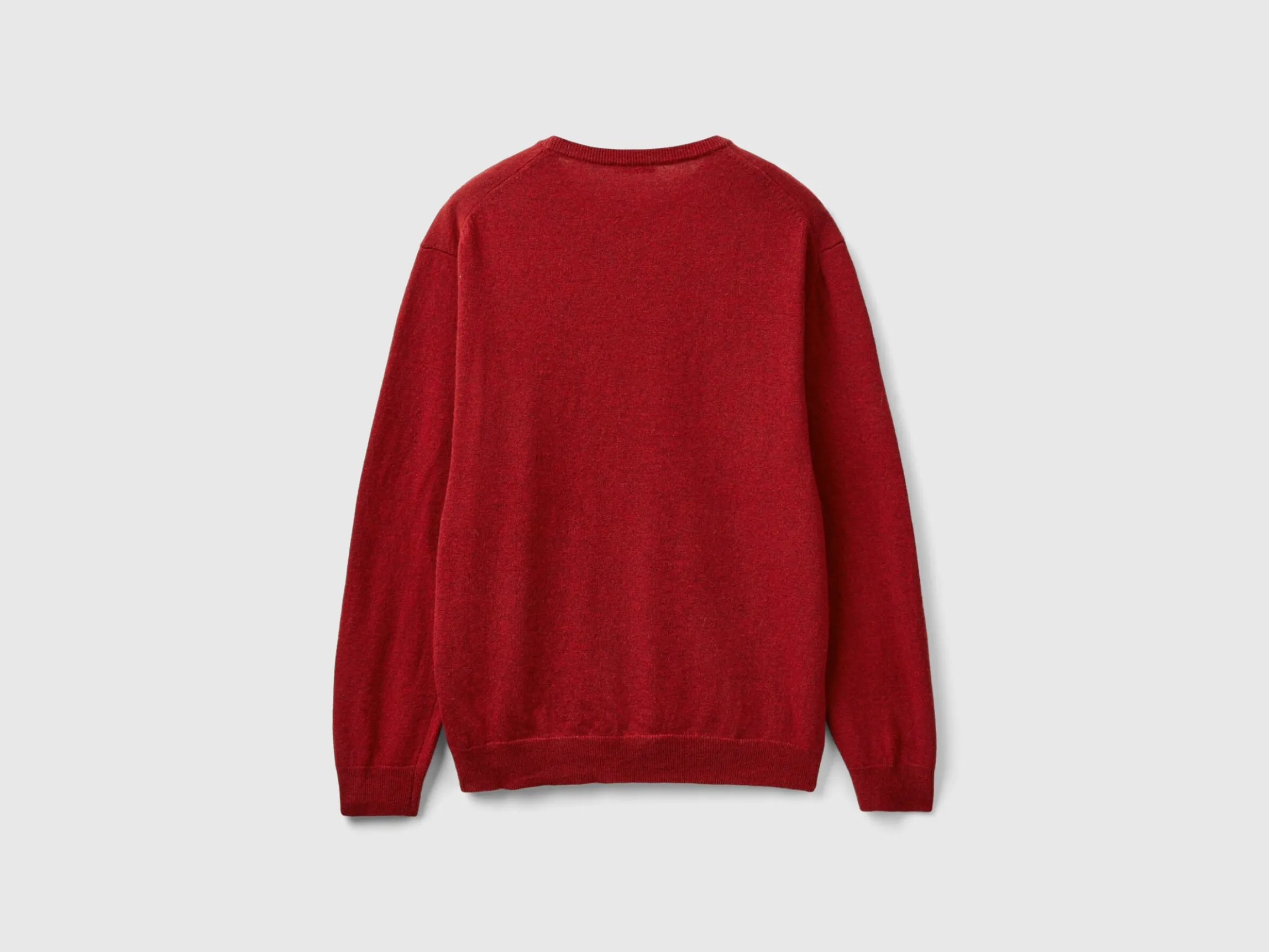 Marl red crew neck sweater in pure Merino wool