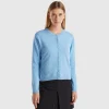 Marl sky blue cardigan in pure Merino wool