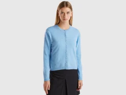 Marl sky blue cardigan in pure Merino wool