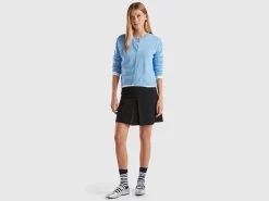 Marl sky blue cardigan in pure Merino wool