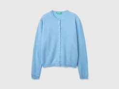 Marl sky blue cardigan in pure Merino wool