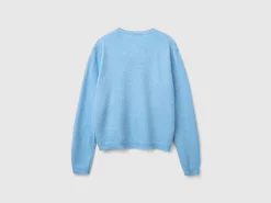Marl sky blue cardigan in pure Merino wool