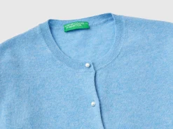Marl sky blue cardigan in pure Merino wool