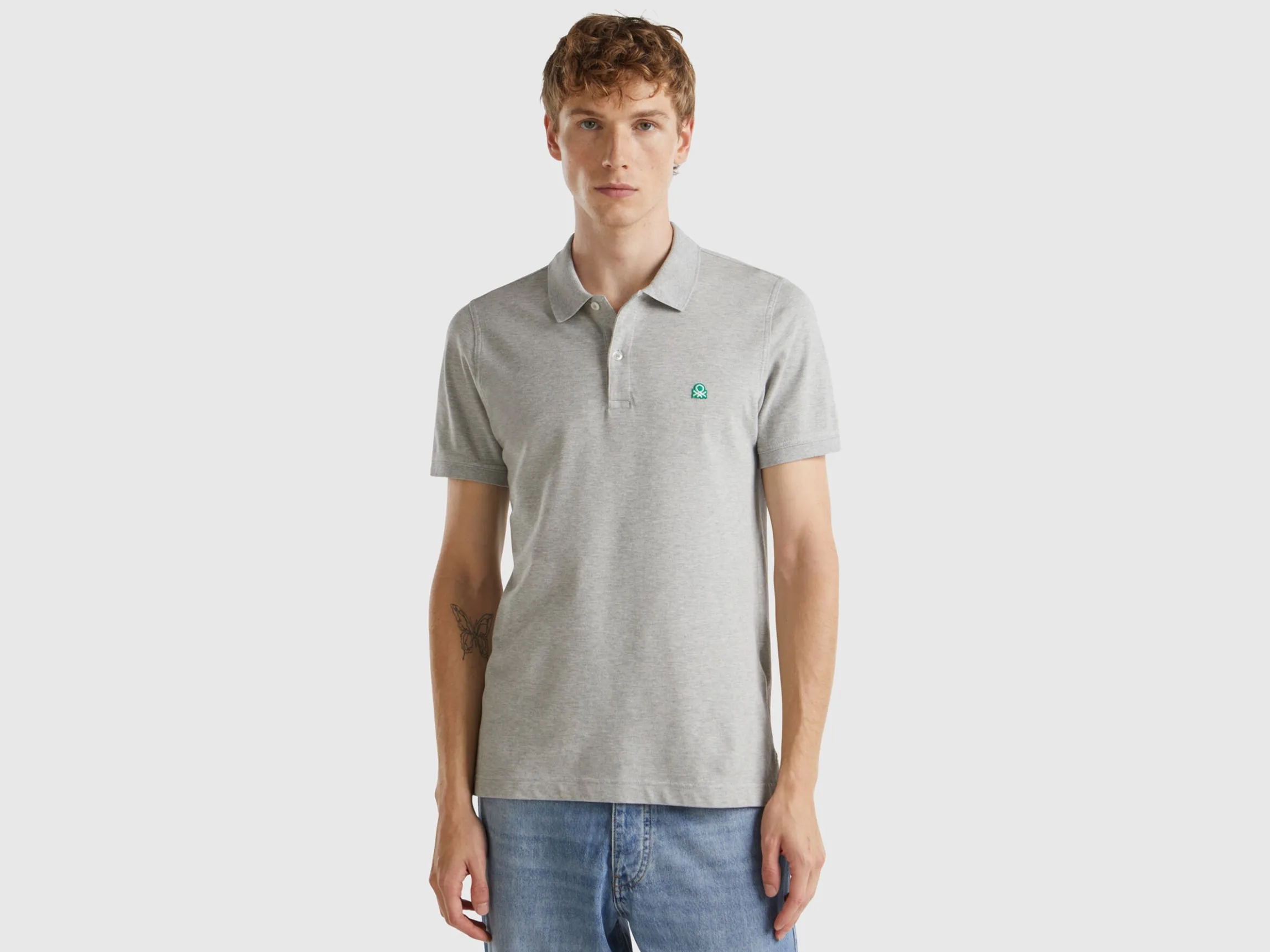 Melange gray slim fit polo