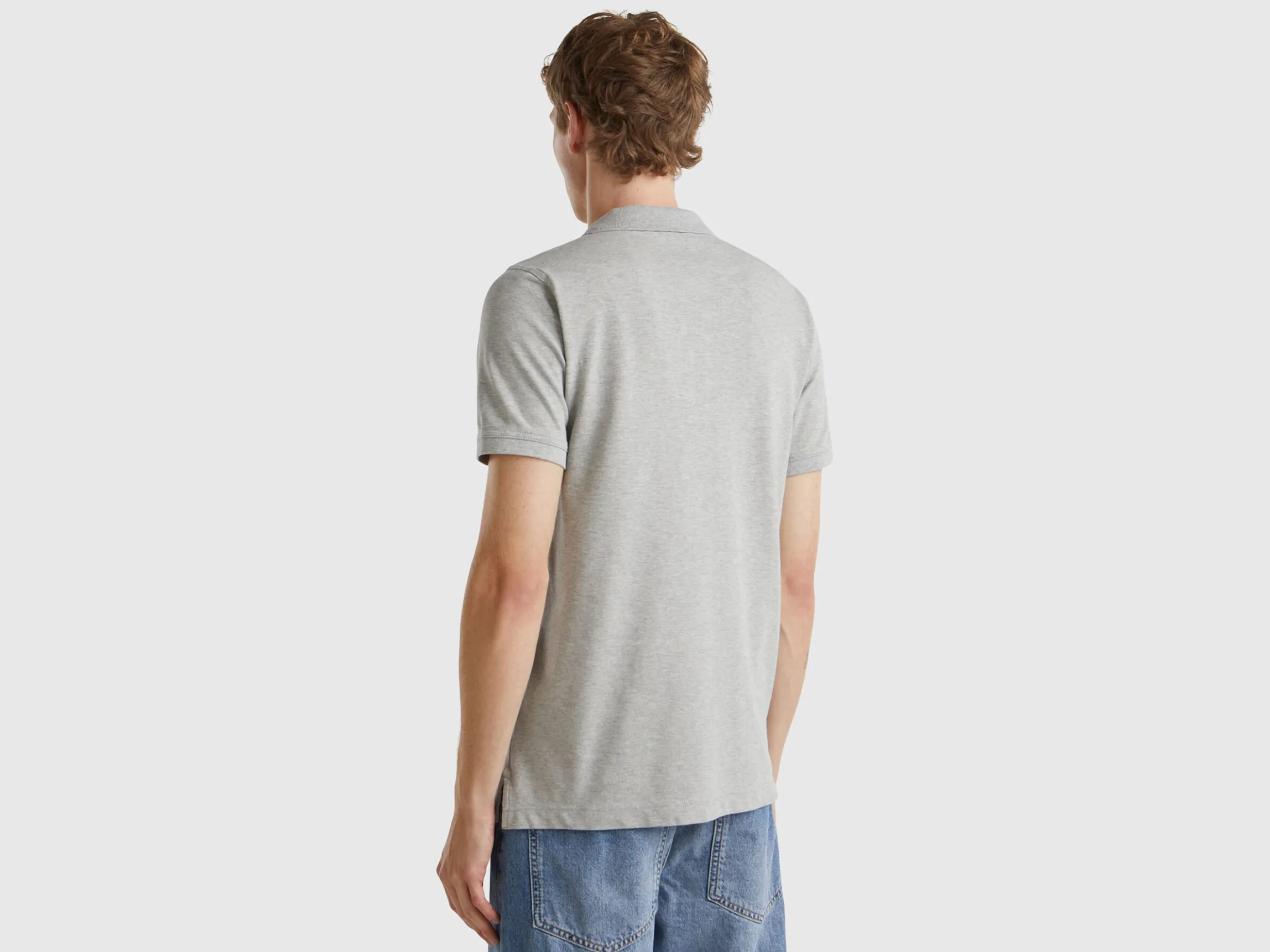 Melange gray slim fit polo