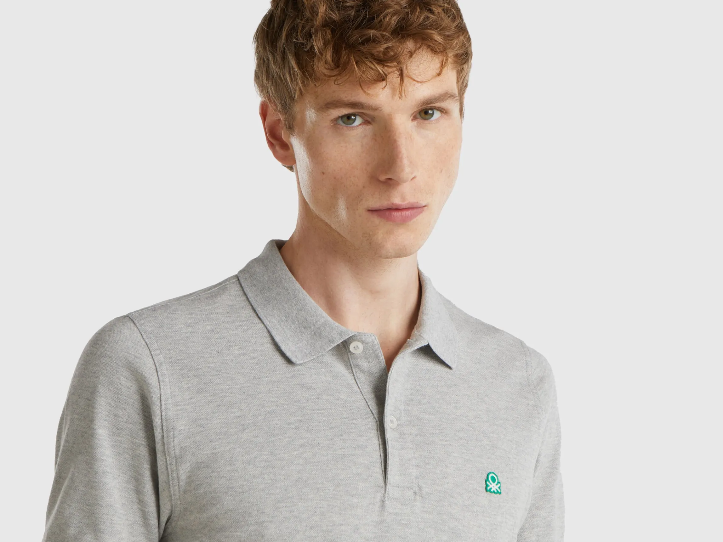 Melange gray slim fit polo