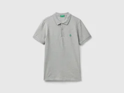 Melange gray slim fit polo
