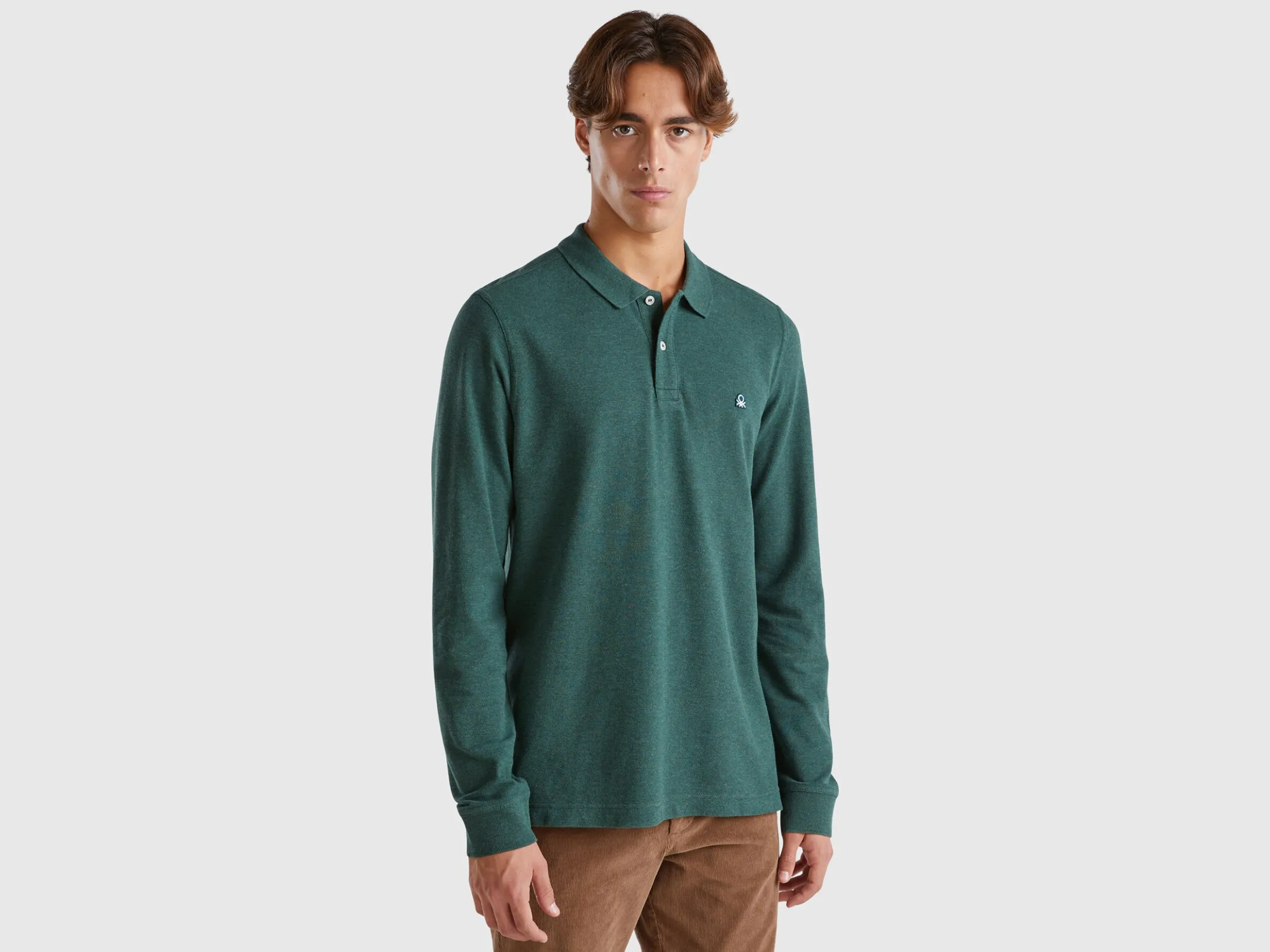 Melange polo shirt in organic cotton