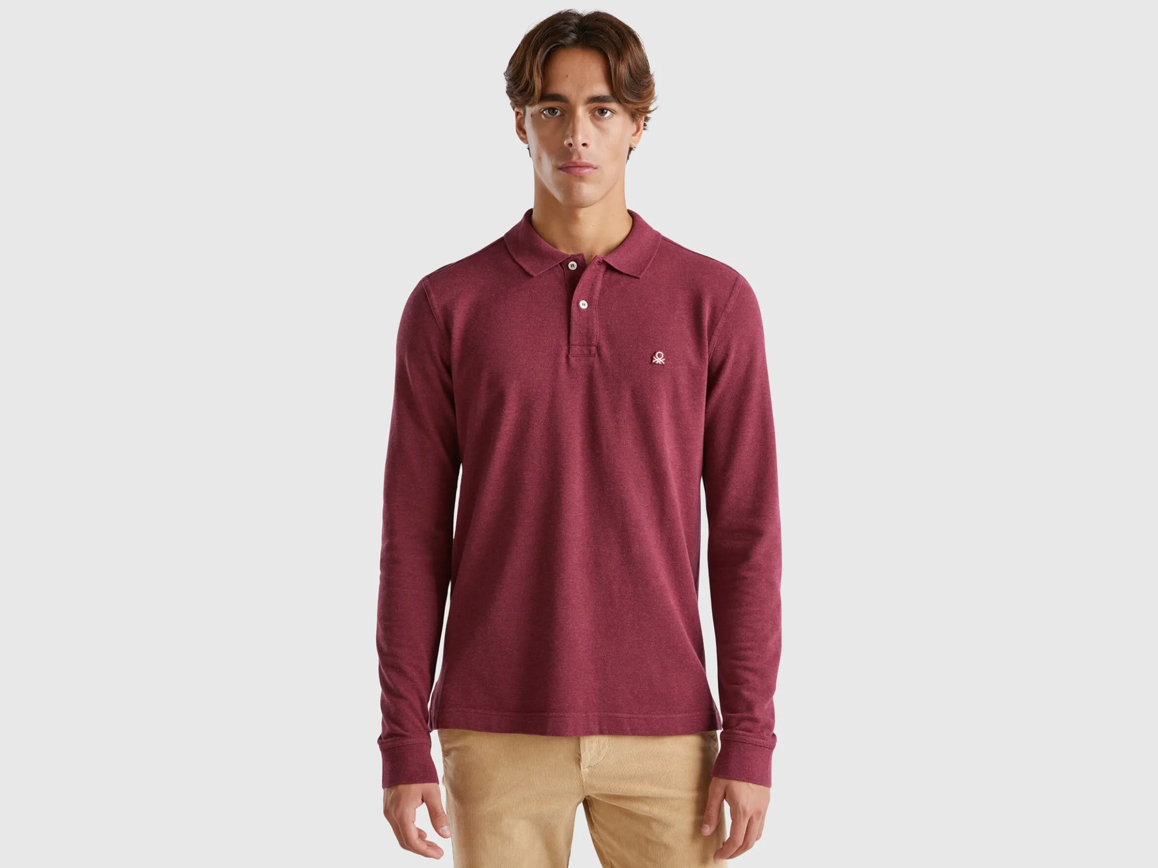 Melange polo shirt in organic cotton