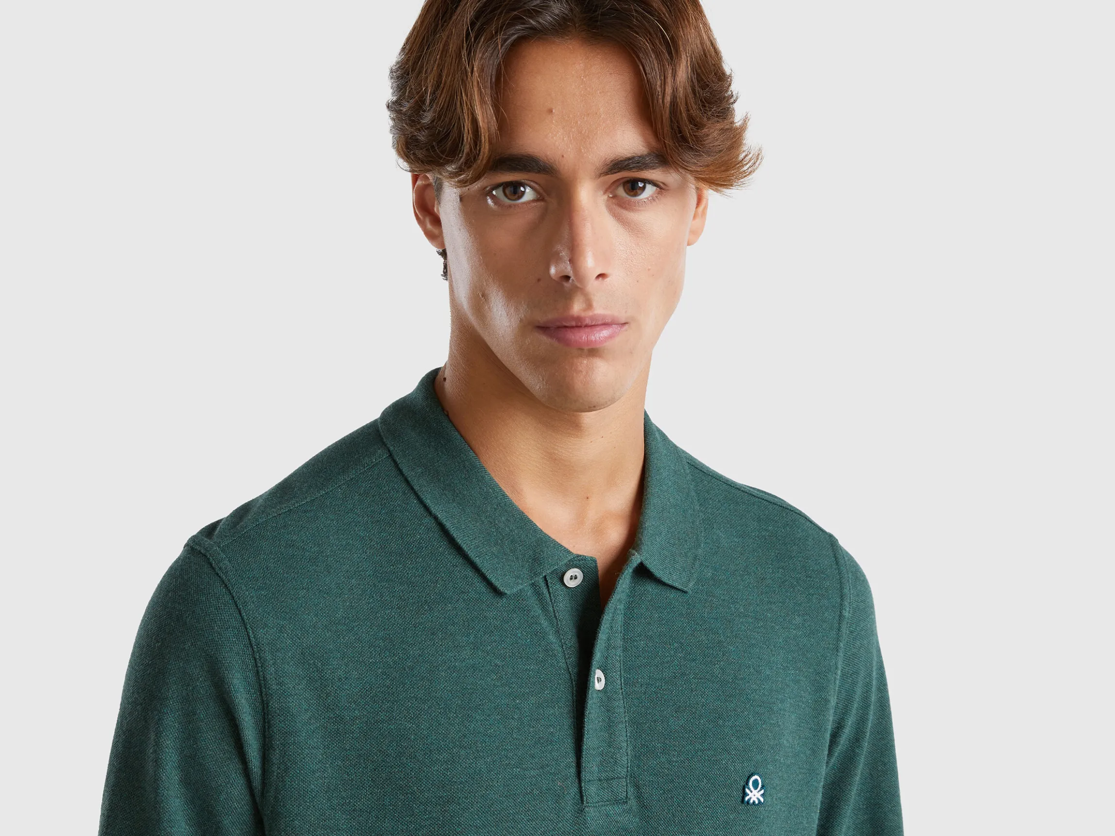 Melange polo shirt in organic cotton
