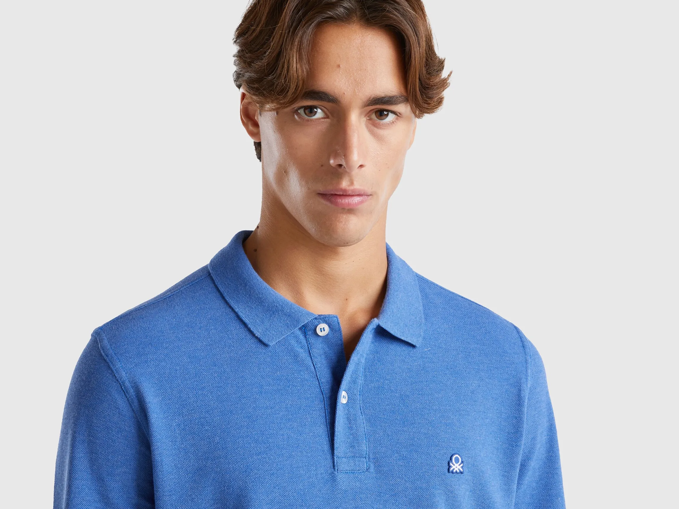 Melange polo shirt in organic cotton