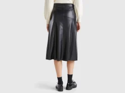 Midi skirt in imitation leather