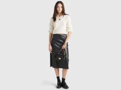 Midi skirt in imitation leather