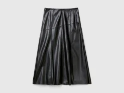 Midi skirt in imitation leather
