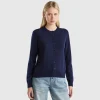 Midnight blue cardigan in pure cashmere