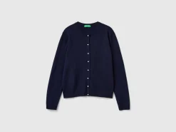Midnight blue cardigan in pure Merino wool