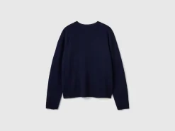 Midnight blue cardigan in pure Merino wool
