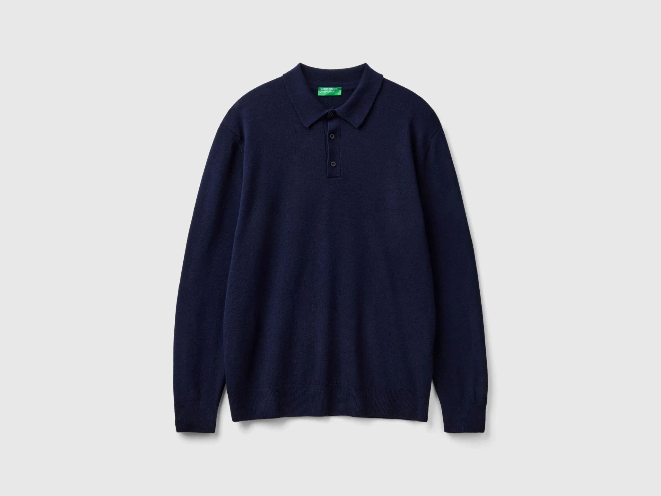 Midnight blue polo in pure Merino wool