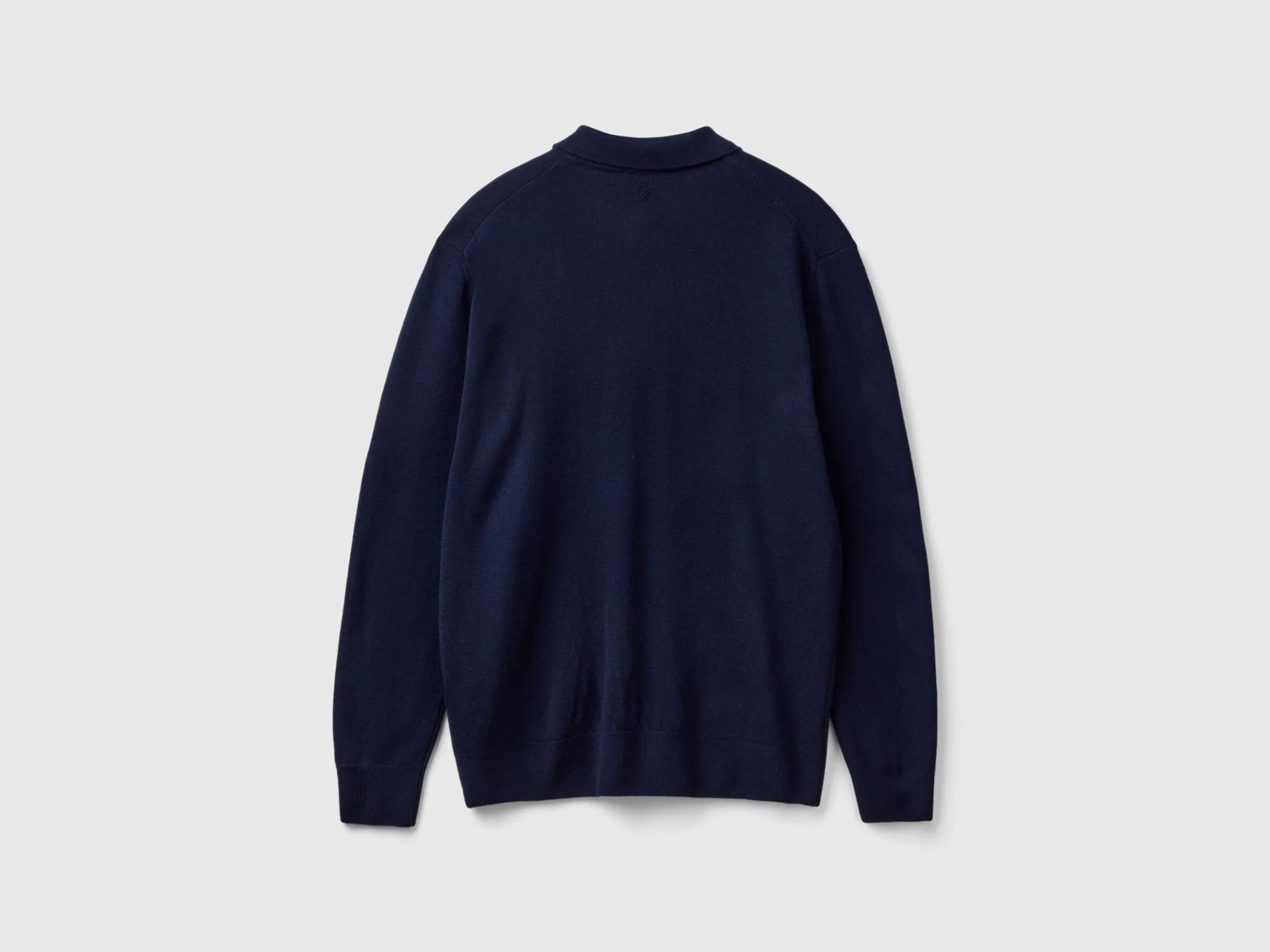 Midnight blue polo in pure Merino wool