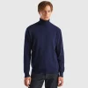 Midnight blue turtleneck in pure cashmere