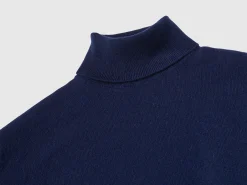 Midnight blue turtleneck in pure cashmere