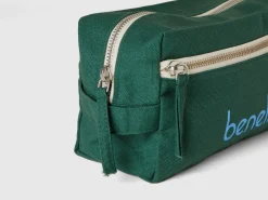 Military green beauty case in pure cotton