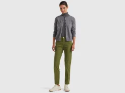 Military green slim fit cotton chinos