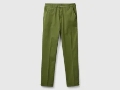 Military green slim fit cotton chinos