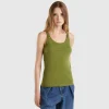 Military green tank top in pure cotton
