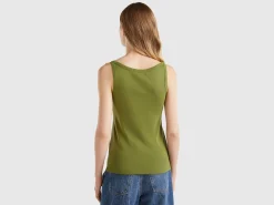 Military green tank top in pure cotton