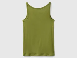 Military green tank top in pure cotton