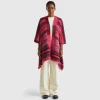 Multicolor poncho in wool blend