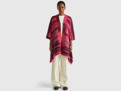 Multicolor poncho in wool blend