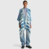 Multicolor poncho in wool blend