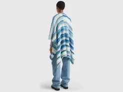 Multicolor poncho in wool blend