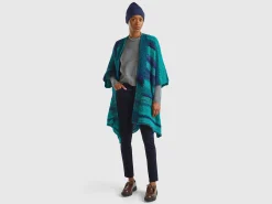 Multicolor poncho in wool blend