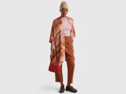 Multicolor poncho in wool blend