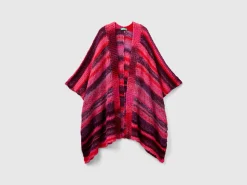 Multicolor poncho in wool blend