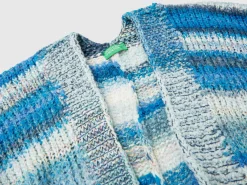 Multicolor poncho in wool blend